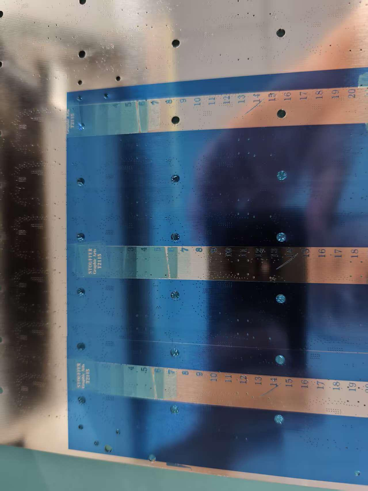 Exposure-scale test image from the Taiyada HD-7240 dry film photoresist production evaluation